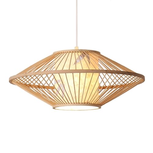 LQZCXMF Lámpara De Araña Artesanal Con Pantalla De Bambú, Lámpara Colgante De Mimbre De Madera, Acabado Beige, Ideal Para Sala De Té, Escaleras O Como Farol Hueco. Decoración Para El Hogar: Comedor