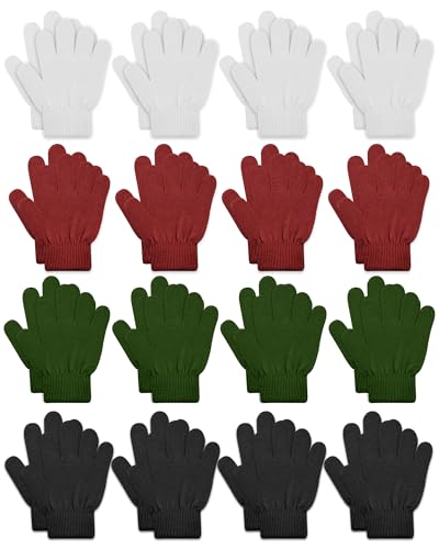 ONESING 16 Pairs Kid Gloves Knitted Children Gloves Bulk for Boys Girls - Stylish and Snug Winter Accessories