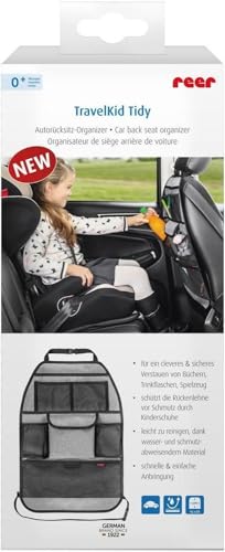 reer Autorücksitz-Organizer TravelKid Tidy, schmutzabweisend, viele Taschen, für alle Autositze, auch Sportsitze, grau