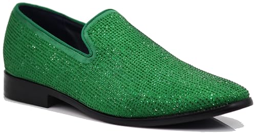 Image of SPK26 Men's Vintage Velvet Rhinestone Designer Dress Loafers Slip On Shoes Classic Tuxedo Dress Shoes