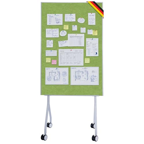 Floordirekt Moderationwand Doppelseitig 80 x 120 cm Präsentationstafel mit feststellbaren Rollen - Filztafel Pinnwand - Stabiler Metallrahmen - Giant (Grün)