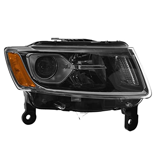 Image of TRQ Passenger Side Headlight Assembly Halogen Chrome Bezel Compatible with 2014-2016 Jeep Grand Cherokee CH2503247