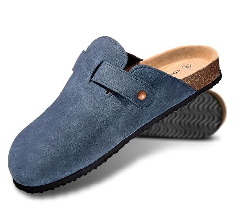 Image of KEMISANT Men Clogs-Comfortable Suede Mules Slippers Sandals Nurse Potato Shoes Unisex-Cushioned Cork-Footbed