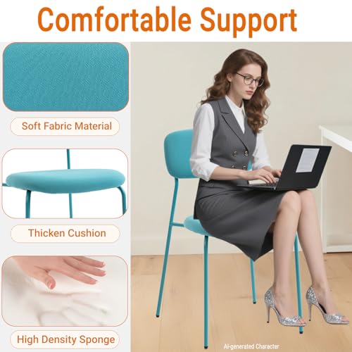 Image of Sidanli Stackable Waiting Room Chairs, Armless Upholstered Guest Chairs Set of 4 with Comfotable Cushion for Conference Reception Break Room Lobby, Blue