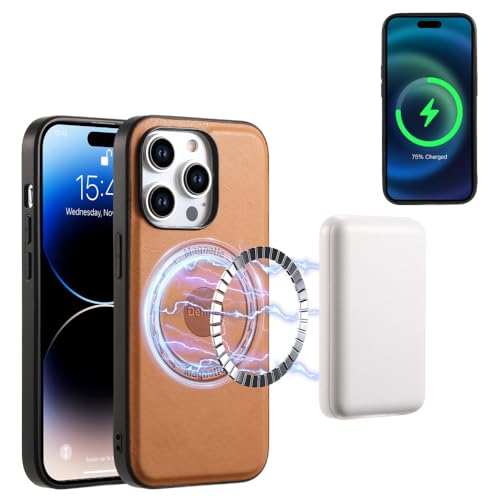 Étui iPhone 15 en cuir Magsafe ENILSA coque marron pour charge sans fil