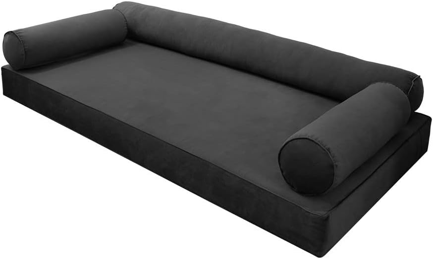 Prolinemax Style V6 Twin Size Pipe Trim Velvet Indoor Daybed Mattress Bolster Pillow Complete Set AD350