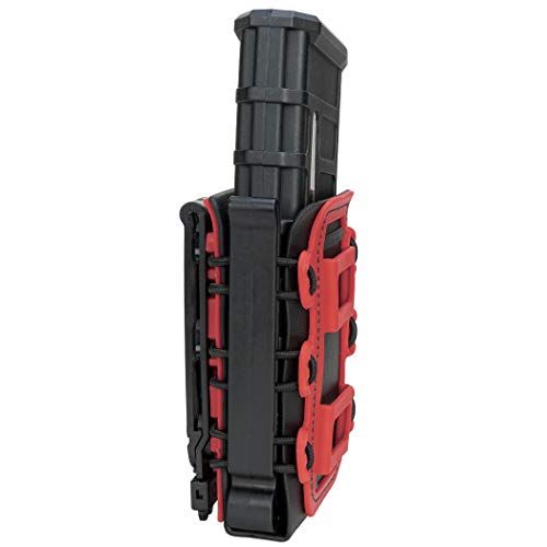 Idogear Rifle Magazine Pouch 5.56Mm Mag Pouch 7.62Mm Molle Fastmag Softshell Mag Carrier For M4/Ar/Ak Rifle Magazines (Black-Red(Molle Clips Version)) #TOP2