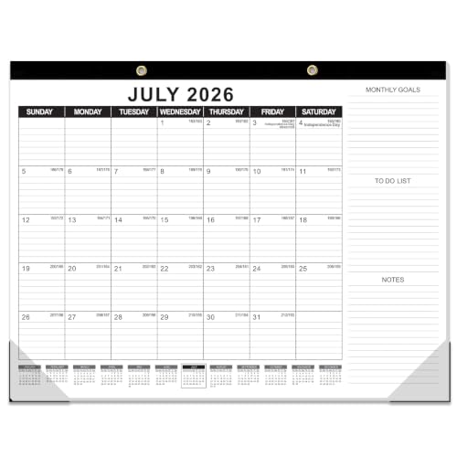 Image of GuassLee Large Desk Calendar 2026,22 inch x 17 inch Desktop Wall Calendar 19 Months Planner Runs from Jun. 2026 to Dec. 2027 with Julian Date To-do & Notes Monthly Goals for School Home Office