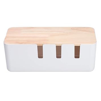 Wedinard Wire Storage Box, Convenient Ventilation Hole Cable Management Box Wide Application Non Slip Neat for Desks