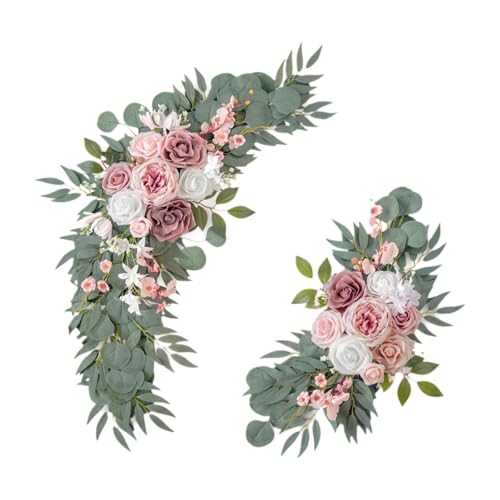 Amagogo Arco de Flores Artificiales para Boda, señal de Bienvenida, decoración Floral, telón de Fondo, decoración para Ventana de Vacaciones, 2 uds.