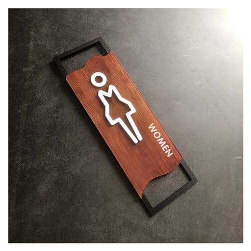 Cartel Aseos Letreros de puerta baño for dormitorio, letrero madera imitación for inodoro, placa número casa, pegatina pared for Wc, dirección señalización for para la Pared(WOMEN-01,12x25cm)
