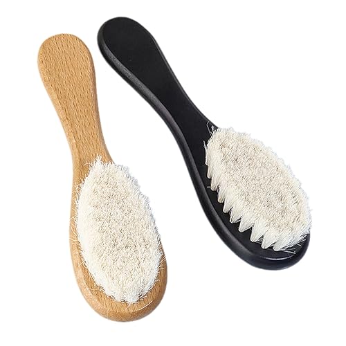 MOLUCKFU Hair Brush Newborn 2 Pcs Wooden Handle Brush Set for Toddlers Infants Cradle Cap Gentle Scalp Care