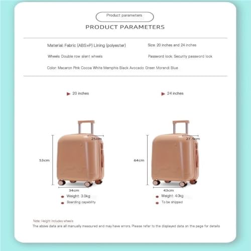 Suitcase New Ice Cream Suitcase Universal Wheel Trolley Case Lightweight Boarding Suitcase 20 Inches For Men And Women Suitcase Tags(Green,24in)2