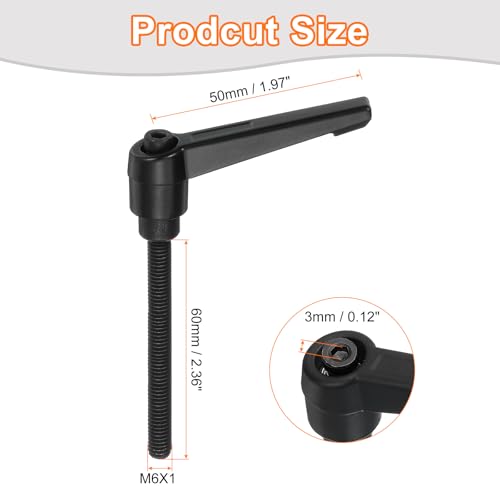 Image of uxcell 4Pcs M6 x 60mm Adjustable Knobs Handle Male Thread Push Button Ratchet Quick Release Locking Rotating Bolt for Lathe Machinery, Black