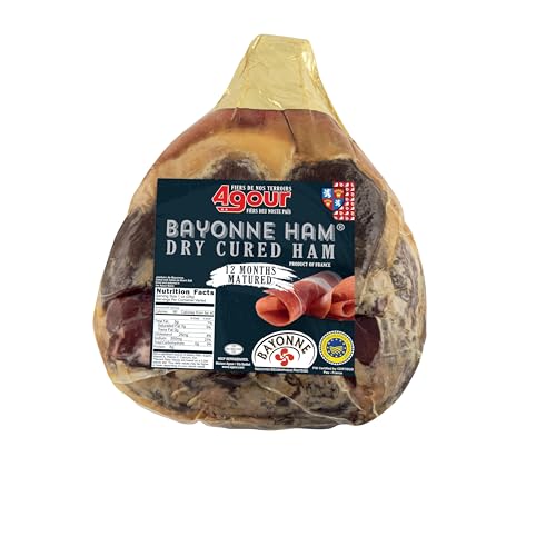 Fabrique Délices French Bayonne Ham, Boneless Whole Leg, Aged 12 Months, All-Natural Cured Ham, Ready to Eat, 12 lb Average, Authentic French Charcuterie for Gourmet Kitchens