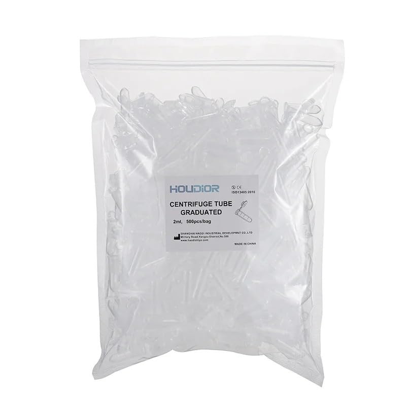 Lot de 500 tubes à centrifuger de 2 ml, portables, for microcentrifugeuse, for échantillons chimiques, tubes à essai