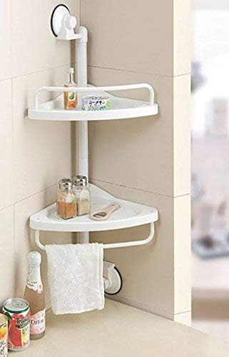 2 Tier & 4 Tier Adjustable Shelf Bathroom Organiser Corner Shower Shelf Caddy - Bathroom Shelves Bathroom corner shelf racks (2-Tier)