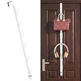 TOMIR Over The Door Hooks with 6 Hooks, Metal Long Hooks for Hanging, Behind Door Towel Rack, Purse, Coat Hanger, Non-Slip Pads with Suction Cups, Space-Saving Vertical Organizer, 28.3 Inches White