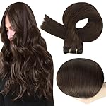 Full Shine Straight Remy Hair Weft Extensions Sew In Weft Hair Extensions Full Head Double Weft Hair Color 2 Darkest Brown Weft Human Hair Bundles 105 Grams 18 Inch Sew In Extensions Soft Hair