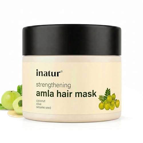 Image of inatur Amla Hair Mask | Ayurvedic Intense Repair for Damaged & Frizzy Hair | With Wheat Protein, Coconut Oil & Vitamin E | Deep Conditioning Treatment for Dry Hair | Sulfate & Sulfate Free | 200g