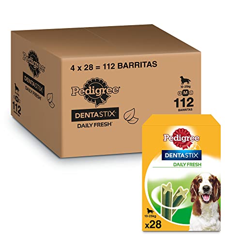 Pedigree Dentastix Fresh Snack Dental para la Higiene Oral y Contra el Mal Aliento de Perros Medianos (4 paquetes de 28ud) Cover