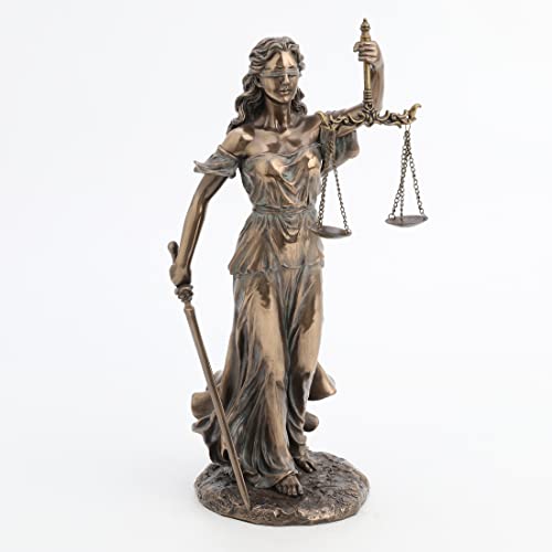 Veronese Design 13 1/4" Blindfold Lady Justice Holding Sword And Scale Resin Sculpture Bronze Finish #TOP1