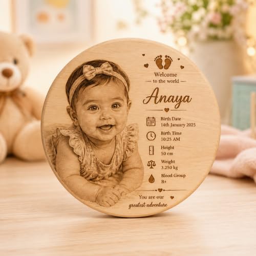Image of Customized Personalised Engraved Wooden Photo Frame For Gift, All Shapes and Sizes for Everyone (Round-7x7)
