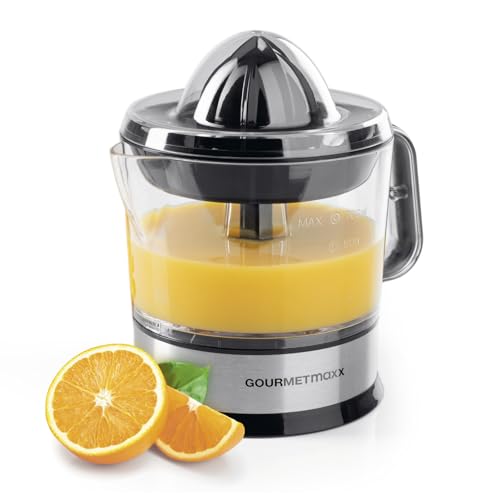 GOURMETmaxx Extracteur de jus électrique, pour agrumes et jus d'orange, presse-agrumes, jusqu'à 700 ml, avec différents accessoires pour un goût plus...