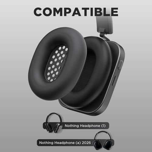 Funda protectora para almohadillas de auriculares Nothing Headphone (1) y Nothing Headphone (a) 2026, cubierta lavable y suave de silicona (Negro) miniatura 2