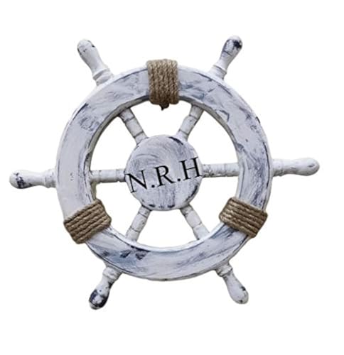 Roue de bateau vintage pour décoration murale de salon bord de mer