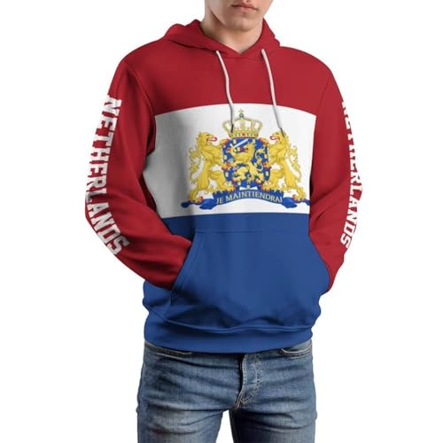 Sweat à capuche drapeau néerlandais 3D pull rouge bordeaux - 2