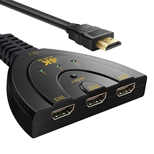 HDMI Switch 4k,Splitter HDMI Automatique,60Hz 1 Entrée 3 Sorties pour TV, Switch HDMI Automatique Ultra HD, Commutateur HDMI 2.0, HDMI Ultra Performant, Adaptateur HDMI PC/PS5/PS4/Xbox/Lecteur Blu-Ray