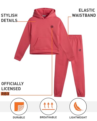 RBX Active Girls Sweatpants Set - 2 Piece Fleece Pullover Girls Sweatshirt and Matching Jogger Pants Athletic Set (7-12)2