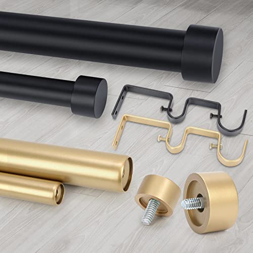 Olv Black Double Curtain Rods 36 To 72 Inch(3-6Ft),1'' Window Telescoping Drapery Rod With End Cap Design Finials,Matte Black #TOP4
