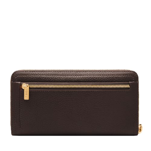 Image of Fossil Women's Logan Leather RFID-Blocking Zip Around Clutch Wallet with Wristlet Strap for Women