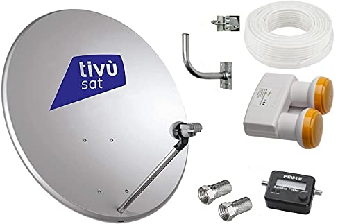 KIT SAT,DOPPIO SAT, KIT SATELLITE:PARABOLA 80 CM+LNB 2 SATELLITI+CAVO+FINDER+STAFFA+SPINOTTI (CM 60)