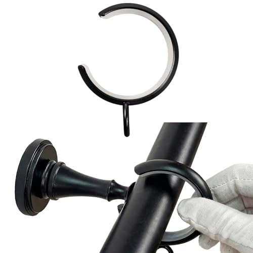 TWOPAGES 10 Pack 2 Black C Shaped Iron Bypass Curtain Rings with Eyelets