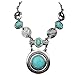 Statement Necklace, SUMAJU Chain Bib Pendant Statement Necklace Vintage Tibet Silver Plated Natural Turquoise Circle