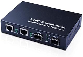 Gigabit SFP to RJ45 Fiber to Ethernet Media Converter, Dual 10/100/1000Mbps RJ45 Ports to 1000Base-SX/LX/EX SFP Slots, Support Gigabit SFP Modules, Without Transceiver