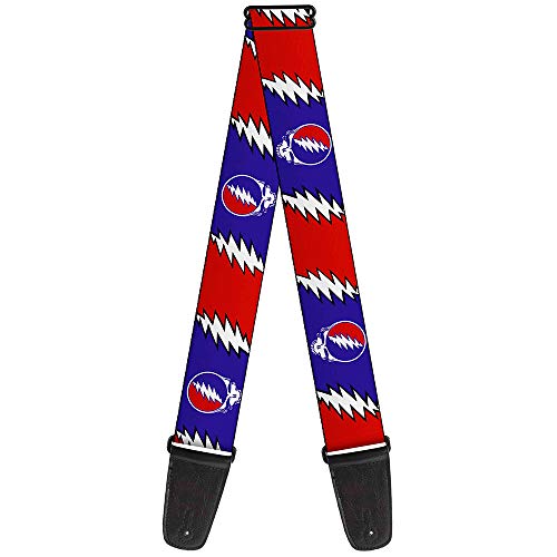 Buckle-down Sangle de guitare 34-60″ Steal Your Face w/Lightning Bolt Repeat Red/White/Blue - Les Beatles, Paul McCartney, John Lennon, RIngo Starr, George Harrison Buckle-down Sangle de guitare 34-60" Steal Your Face w/Lightning Bolt Repeat Red/White/Blue