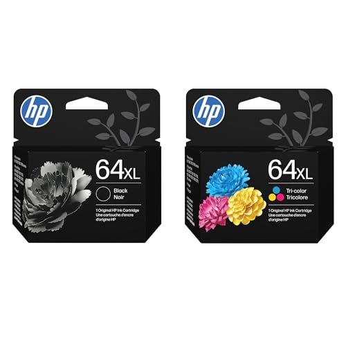 Image of HP 64XL Black and 64XL Tri-Color Ink Cartridge 2 Pack for Printers | Works with Printer Series: Envy Inspire 7950e; Envy Photo 6200, 7100, 7800; Tango. Packaging May Vary.