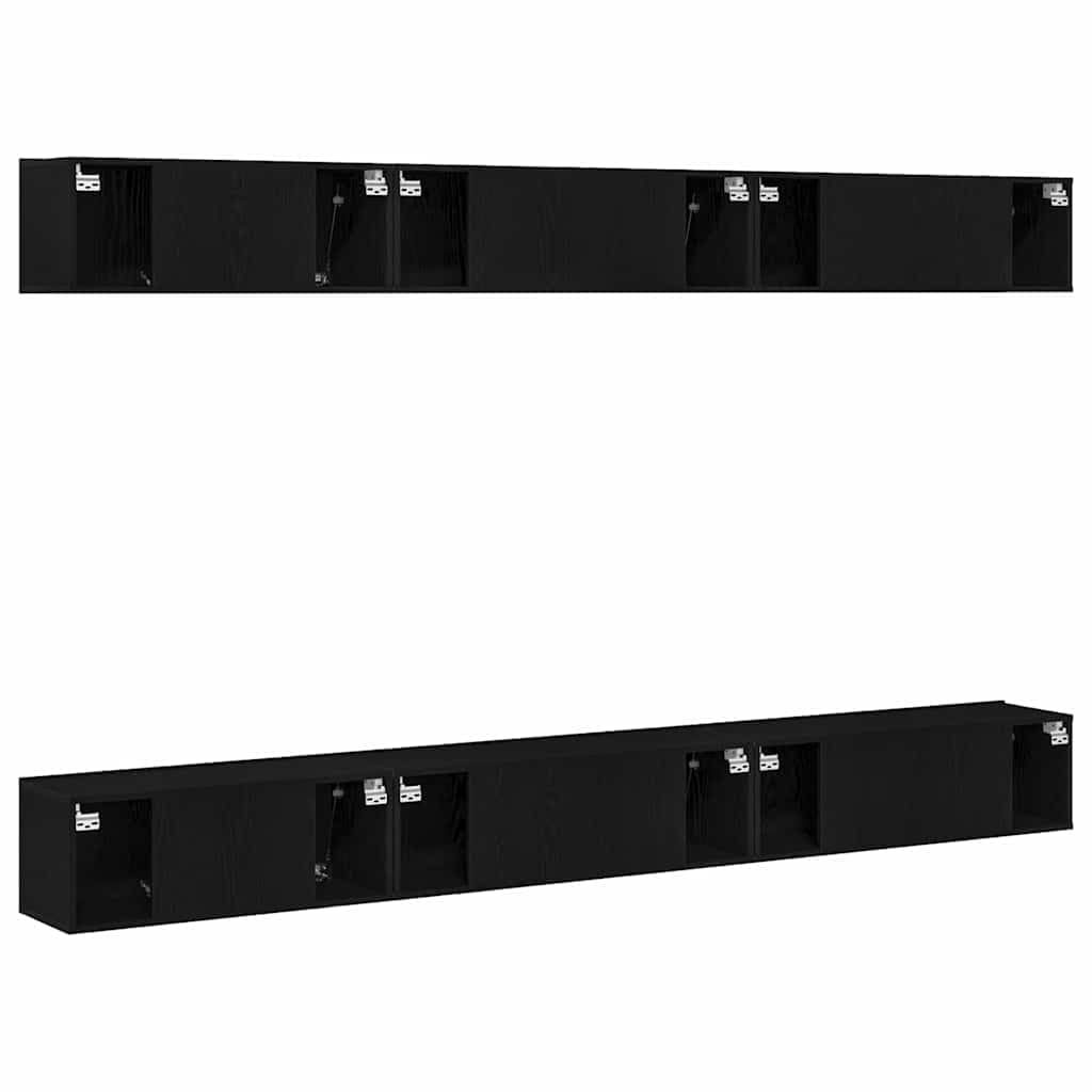 TV-Schrankset Wandmontiert, Schwarz Eichen-Optik Holzwerkstoff, Modernes Media-Center mit Stauraum für Wohnzimmer, 100x30x30 cm