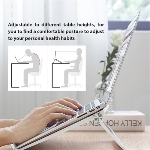 Soporte elevador para portátil blanco con sistema de ventilación y plegado 4