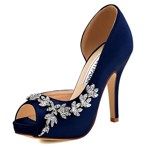 ElegantPark HP1560IAC Mujer Plataforma Peep Toe TAC¨®n Aguja Satin Zapatos De Noche Azul Marino EU 38