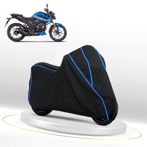 Image of Waterproof Bike Cover for Honda CB 125 Hornet | Heavy Duty Polyester | All-Weather, Dustproof, UV Protection | Triple Stitched Elastic Hem, Snug Fit Black