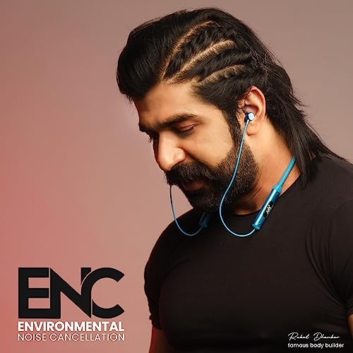 Image of AMS NB-30 Newly Launched, in Ear Earphones with 80Hrs Playback, Bluetooth 5.0 Wireless Headphones with mic, Deep Bass Neckband, IPX5 Water Resistance,Magnetic Earbuds, Fast Charging | Blue