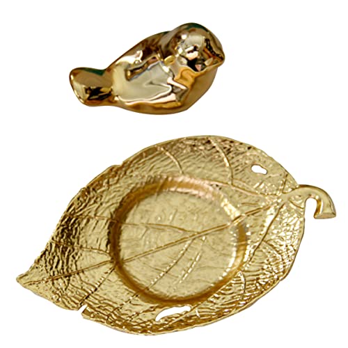 Rangement de cosmétiques et plateau de bijoux céramique dorée - 2