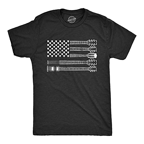 Mens Guitar Flag T Shirt Cool Rock and Roll American Musician Flag Graphic Novelty Tee Funny T Shirts Patriotic Apparel for Men Cool Music Short Sleeve Black XL