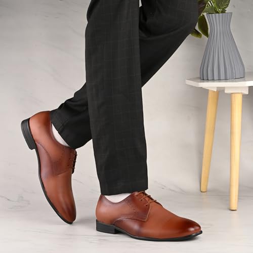 Image of Blue Leather by Centrino Lace-up Men's Formal Shoe | Stylish with Soft Cushioned Insole | Trendy Lace-Up Design | Durable Leather with Anti-Skid Sole | Perfect for Formal Wear (4039)