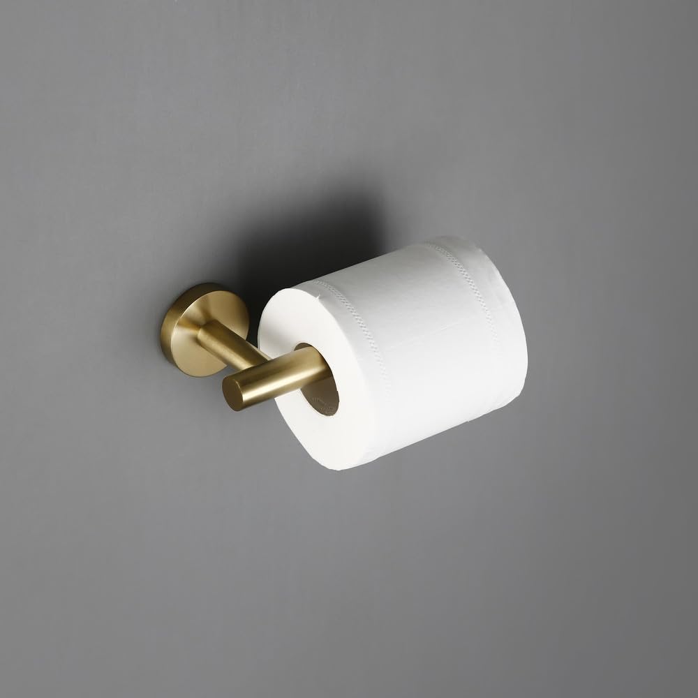 Juego de Accesorios de baño de Oro Cepillado, Kit de Hardware, Montaje en Pared, toallero de Mano, Soporte para Rollo de Papel higiénico, Gancho para Bata, 1